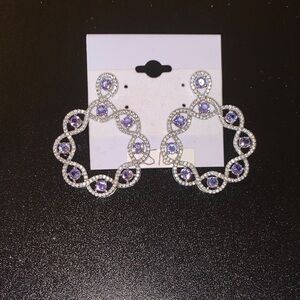 Elegant Silver and Purple Tanzanite Hoop Earrings